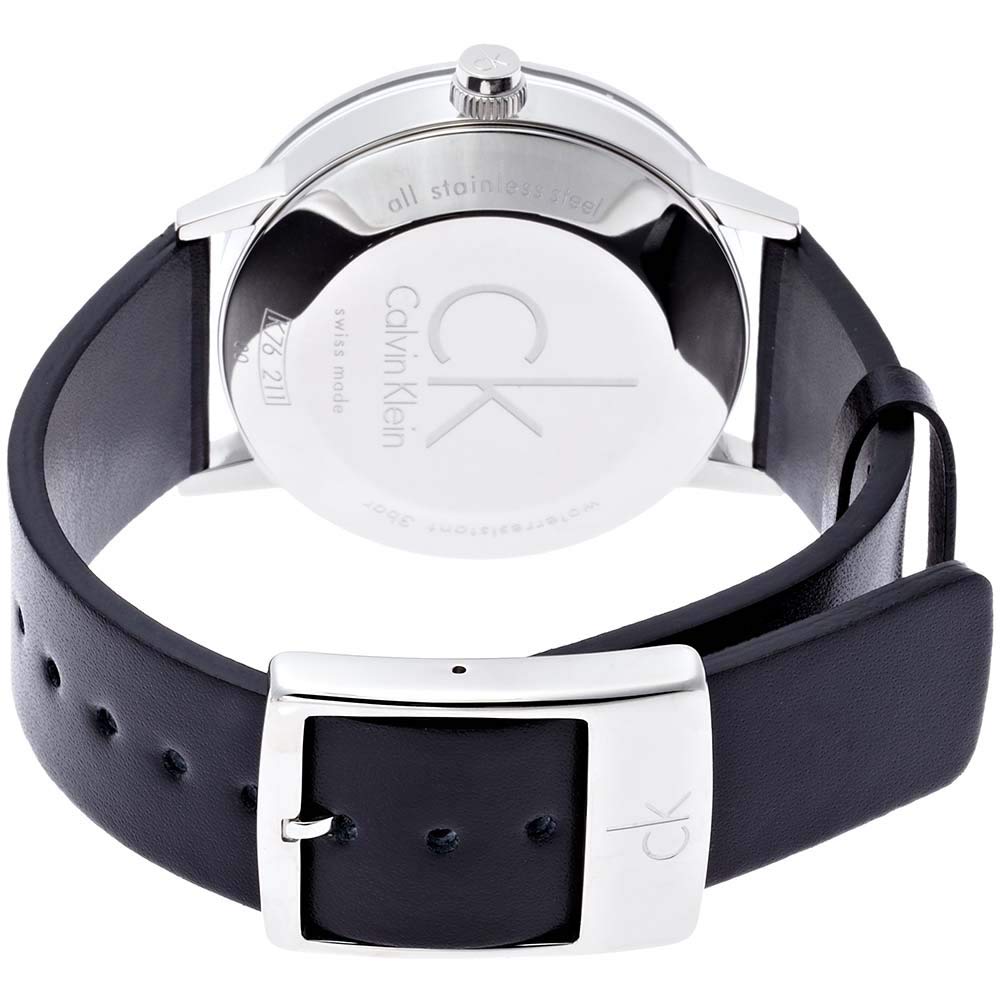 Calvin Klein Post Minimal Silver Dial Black Leather Strap Watch for Men - K7621192 Buy Now By Calvin Klein