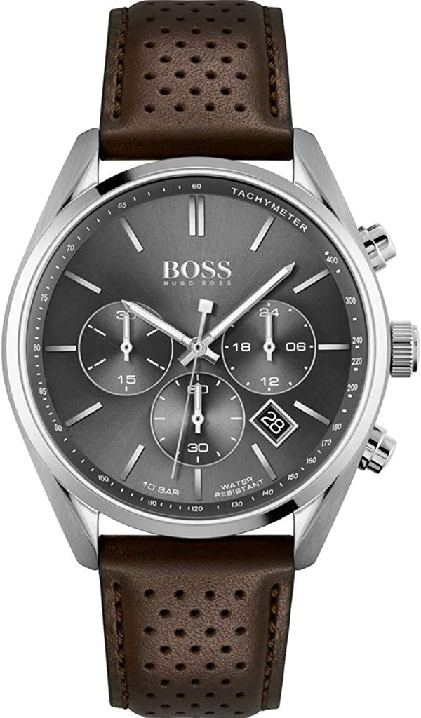 Hugo Boss Champion Grey Dial Brown Leather Strap Watch for Men - 1513815 Buy Now By Hugo Boss