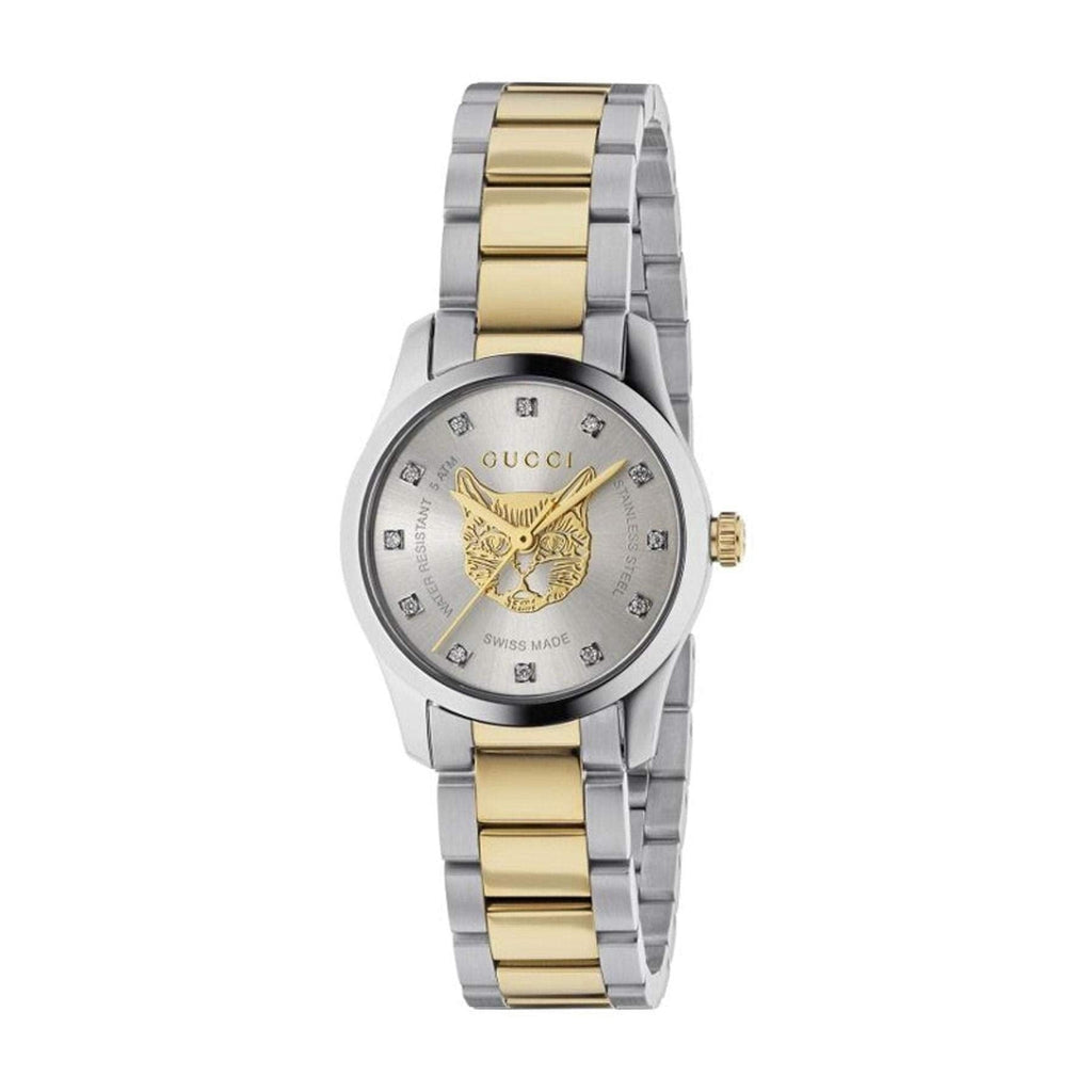 Gucci G Timeless Quartz Diamonds Silver Dial Two Tone Steel Strap Watch For Women - YA1265016 Buy Now By Gucci