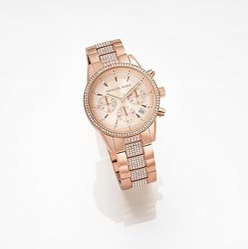 Michael Kors Ritz Chronograph Rose Gold Dial Rose Gold Steel Strap Watch For Women - MK6485 Buy Now By Michael Kors
