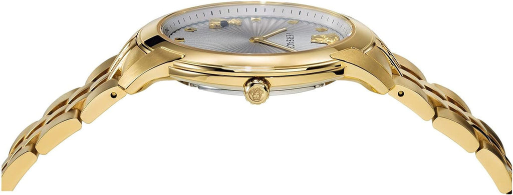 Versace Audrey Quartz Grey Dial Gold Steel Strap Watch for Women - VELR00719 Buy Now By Versace
