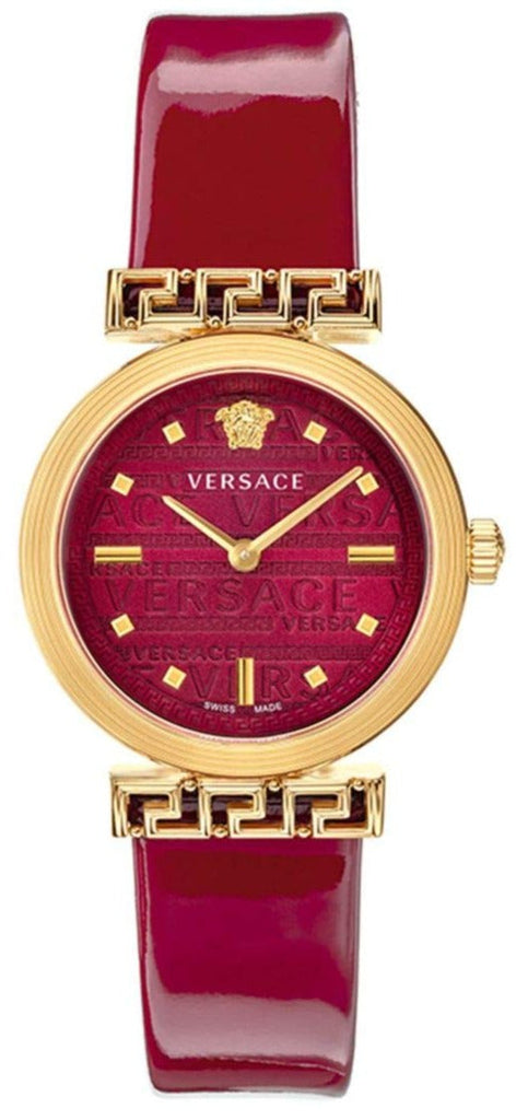 Versace Greca Meander Red Dial Red Leather Strap Watch for Women - VELW00320 Buy Now By Versace