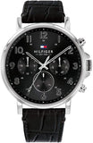 Tommy Hilfiger Baker Chronograph Black Dial Black Leather Strap Watch For Men - 1710449 Buy Now By Tommy Hilfiger