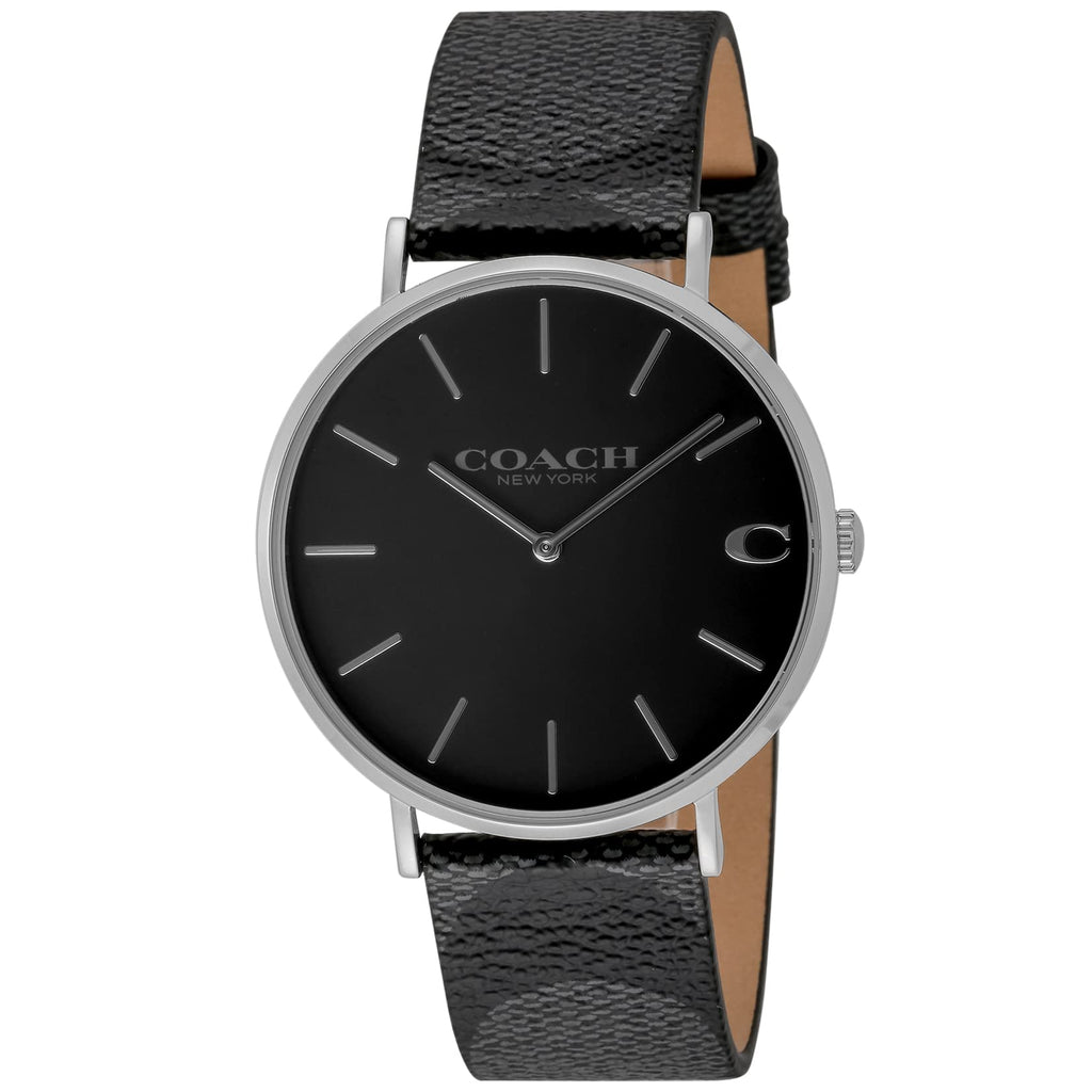 Coach Charles Black Dial Black Leather Strap Watch for Men - 14602157 Buy Now By Coach