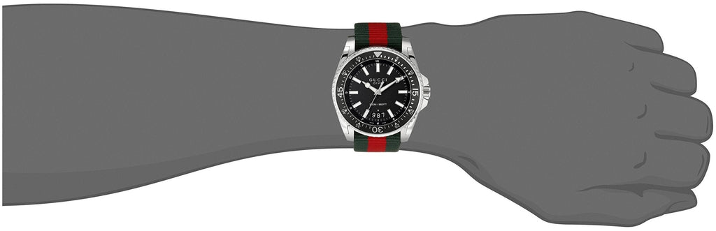 Gucci Dive Black Dial Two Tone NATO Strap Watch For Men - YA136206 Buy Now By Gucci