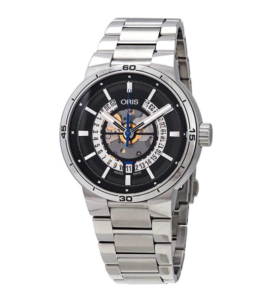 Oris TT1 Engine Date Skeleton Black Dial Silver Steel Strap Watch for Men - 0173377524124-0782408 Buy Now By Oris