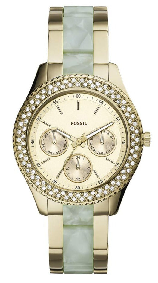 Fossil Stella Multifunction Gold Dial Two Tone Steel Strap Watch for Women - ES4757 Buy Now By Fossil