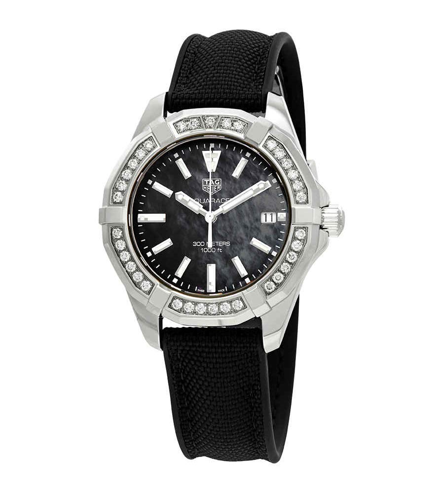 Tag Heuer Aquaracer Diamonds Mother of Pearl Black Dial Black Nylon Strap Watch for Women - WAY131P.FT6092 Buy Now By Tag Heuer