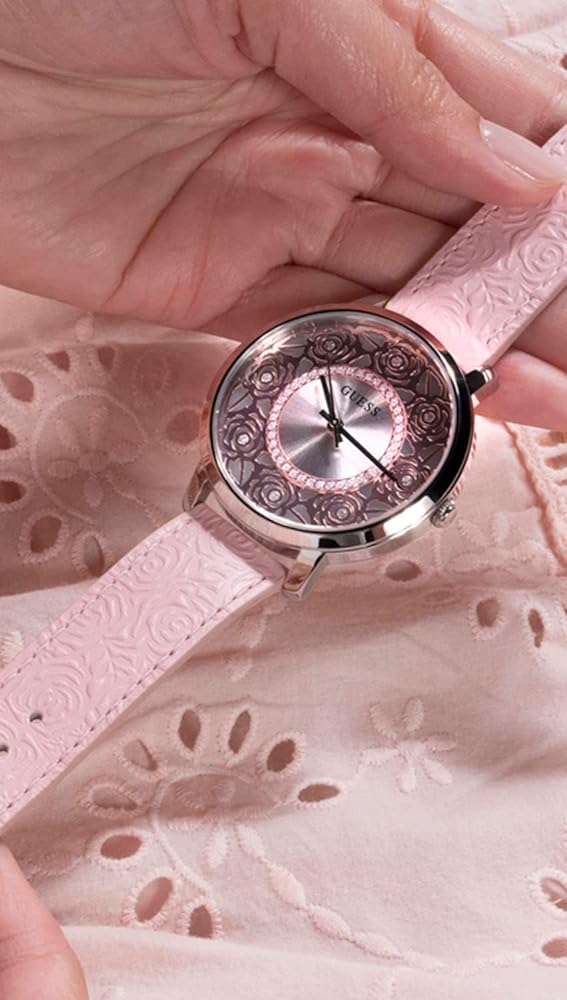 Guess Dahlia Analog Silver Dial Pink Leather Strap Watch for Women - GW0529L1 Buy Now By Guess