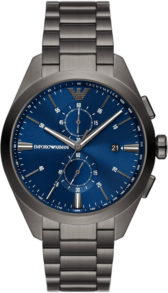 Emporio Armani Chronograph Quartz Blue Dial Grey Steel Strap Watch For Men - AR11481 Buy Now By Emporio Armani