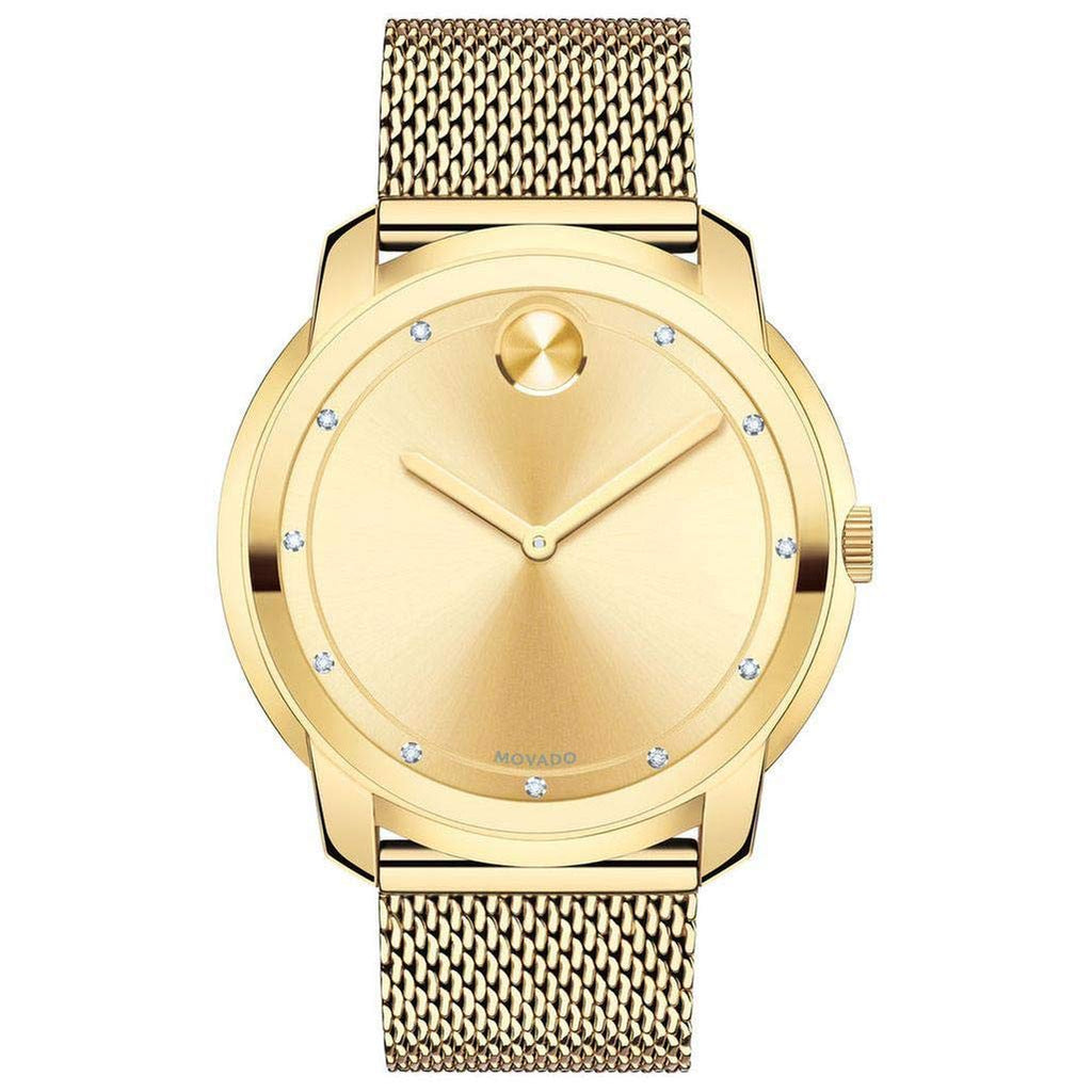 Movado Bold Diamonds Gold Dial Gold Mesh Bracelet Watch For Men - 3600460 Buy Now By Movado