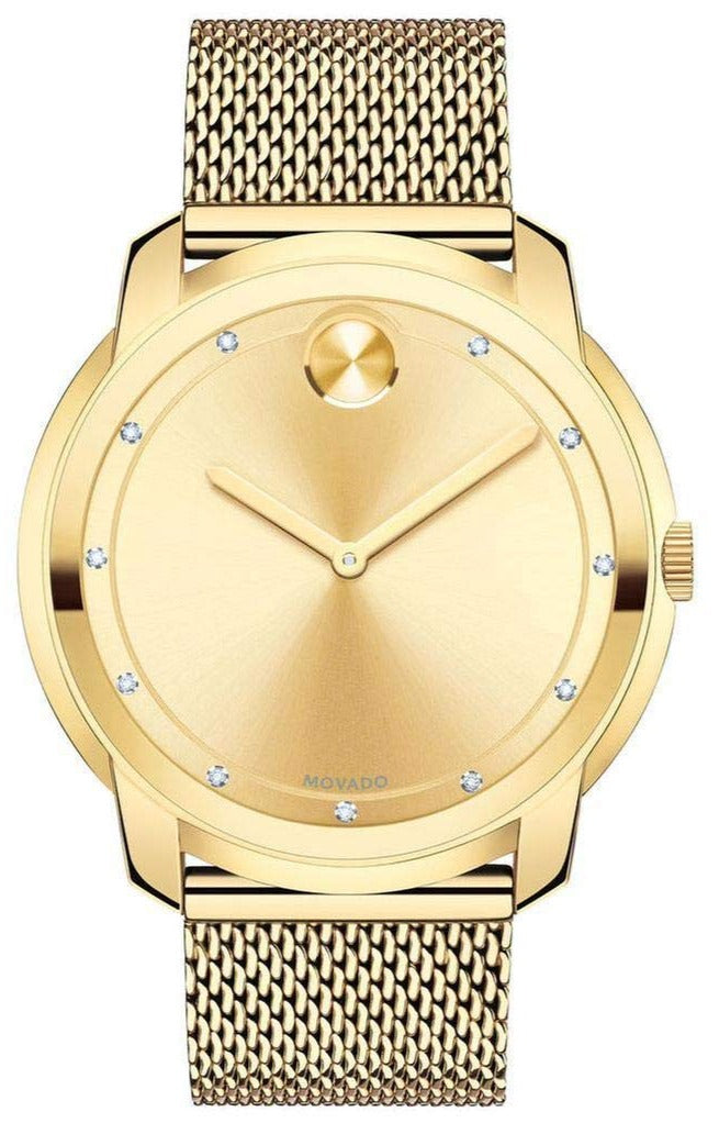 Movado Bold Diamonds Gold Dial Gold Mesh Bracelet Watch For Men - 3600460 Buy Now By Movado
