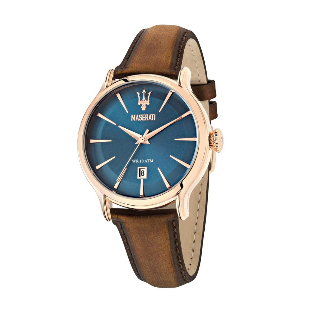 Maserati Epoca Blue Dial Brown Leather Strap Watch For Men - R8851118001 Buy Now By Maserati