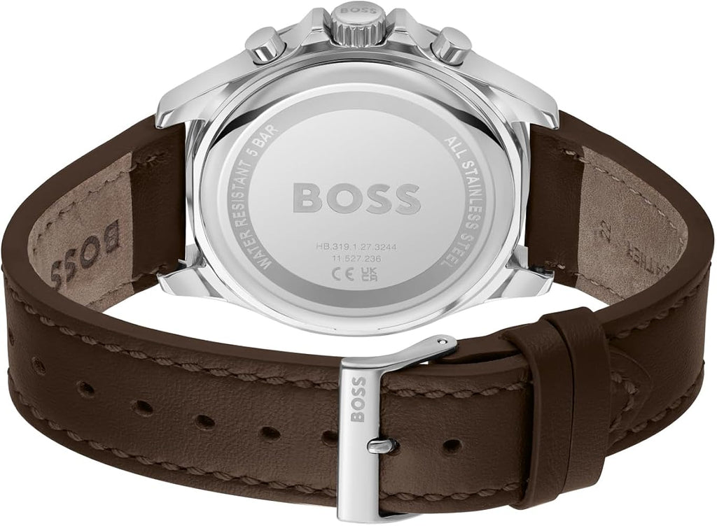 Hugo Boss Troper Chronograph Green Dial Brown Leather Strap Watch For Men - 1514098 Buy Now By Hugo Boss