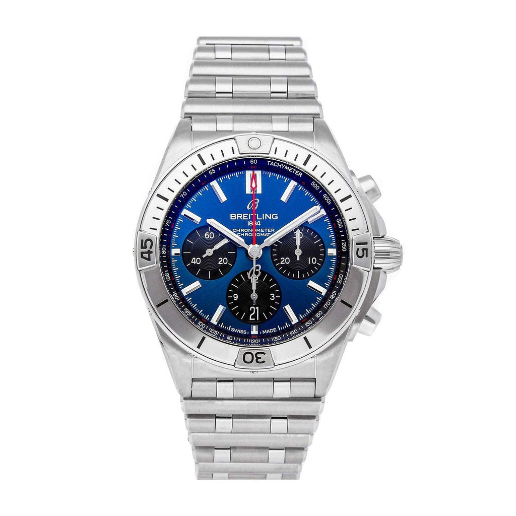 Breitling Chronomat B01 42mm Blue Dial Silver Steel Strap Watch for Men - AB0134101C1A1 Buy Now By Breitling