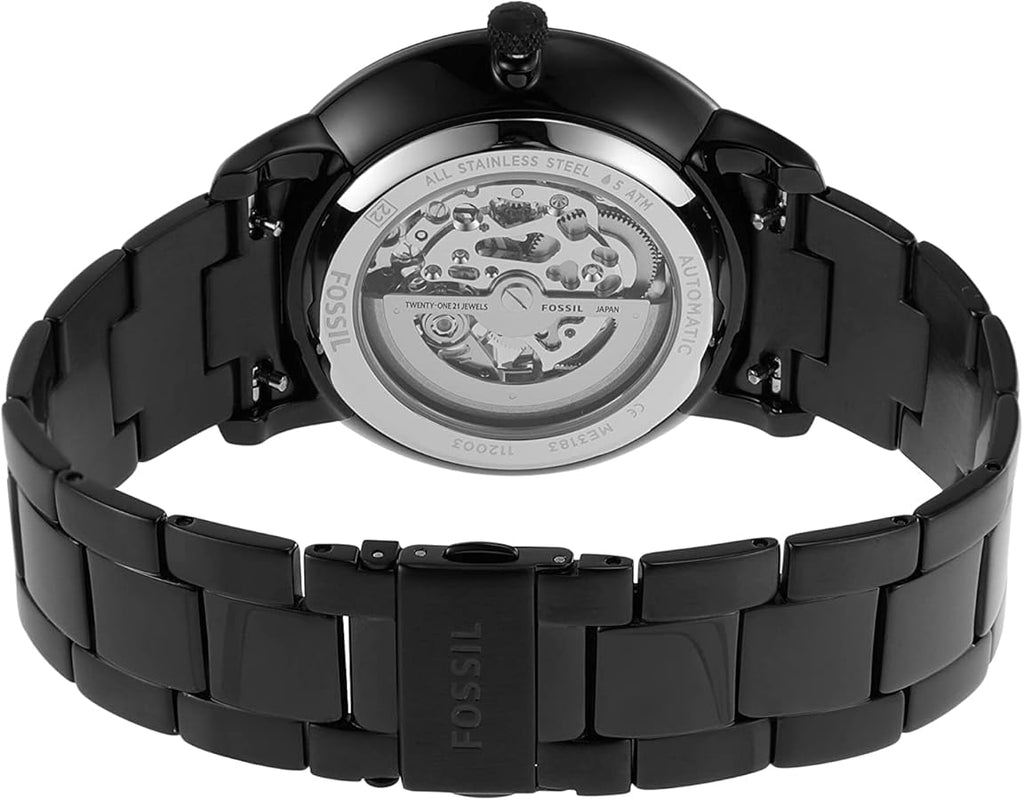 Fossil Neutra Automatic Skeleton Black Dial Black Steel Strap Watch for Men - ME3183 Buy Now By Fossil