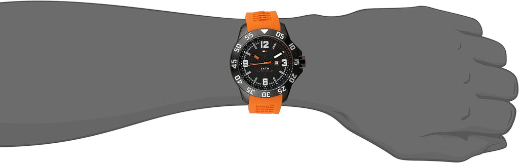 Tommy Hilfiger Cole Black Dial Orange Rubber Strap Watch for Men - 1790985 Buy Now By Tommy Hilfiger