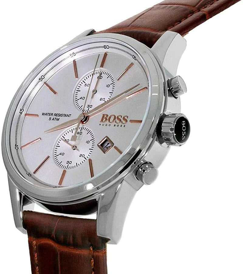 Hugo Boss Jet Chronograph Quartz Silver Dial Brown Leather Strap Watch For Men - HB1513280 Buy Now By Hugo Boss