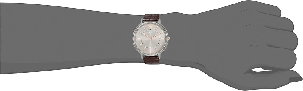 Emporio Armani Dress Quartz Silver Dial Brown Leather Strap Watch For Women - AR11063 Buy Now By Emporio Armani