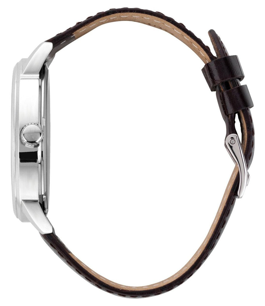 Guess Delancy Quartz White Dial Brown Leather Strap Watch For Men - W0870G1 Buy Now By Guess