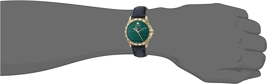 Gucci Le Marche Des Merveilles Quartz Green Dial Black Leather Strap Watch For Women - YA126463 Buy Now By Gucci