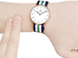 Daniel Wellington Classic Nottingham White Dial Two Tone NATO Strap Watch For Men - 0108DW Buy Now By Daniel Wellington