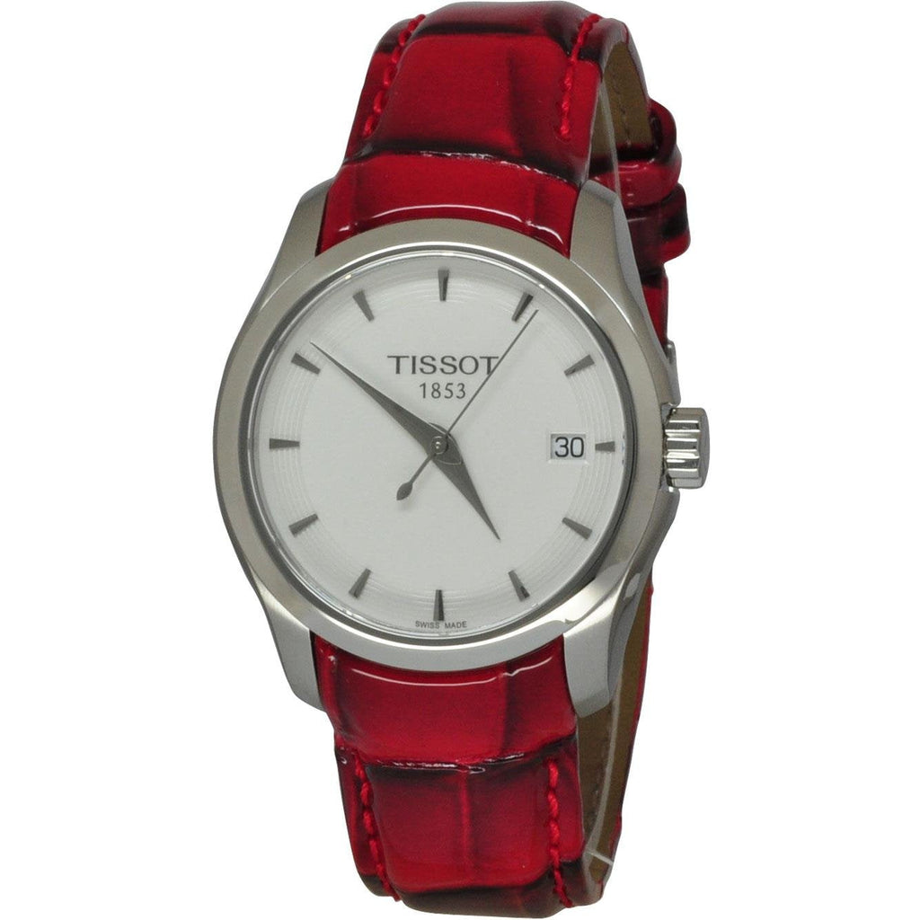 Tissot Couturier White Dial Red Leather Watch For Women - T035.210.16.011.01 Buy Now By Tissot