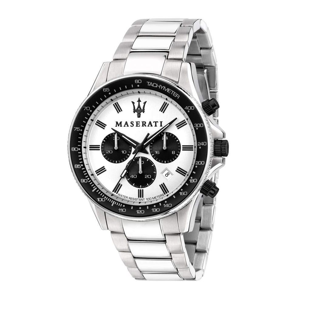 Maserati SFIDA Chronograph White Dial Silver Steel Strap Watch For Men - R8873640003 Buy Now By Maserati