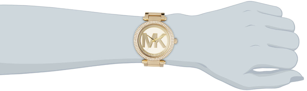 Michael Kors Parker Diamonds Gold Dial Gold Steel Strap Watch for Women - MK5784