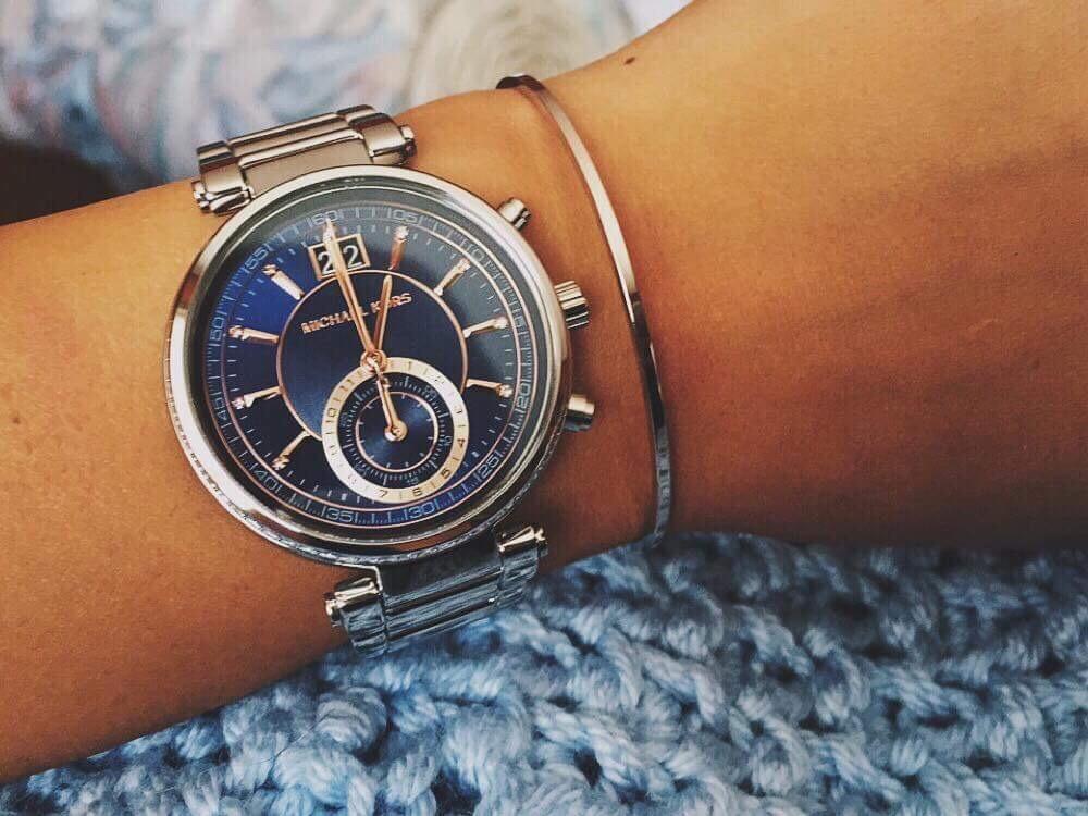 Michael Kors Sawyer Navy Blue Dial Silver Steel Strap Watch for Women - MK6224 Buy Now By Michael Kors