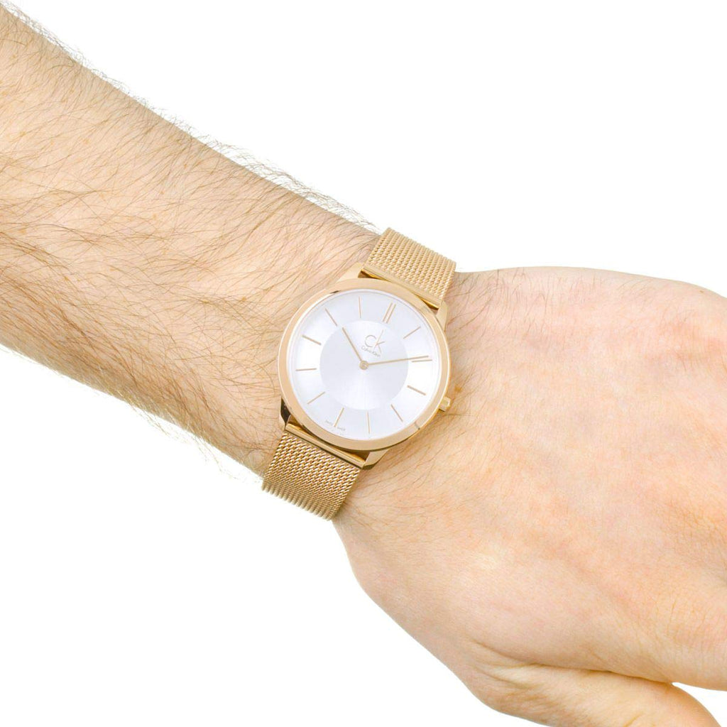 Calvin Klein Minimal White Dial Rose Gold Mesh Bracelet Watch for Men - K3M21626 Buy Now By Calvin Klein
