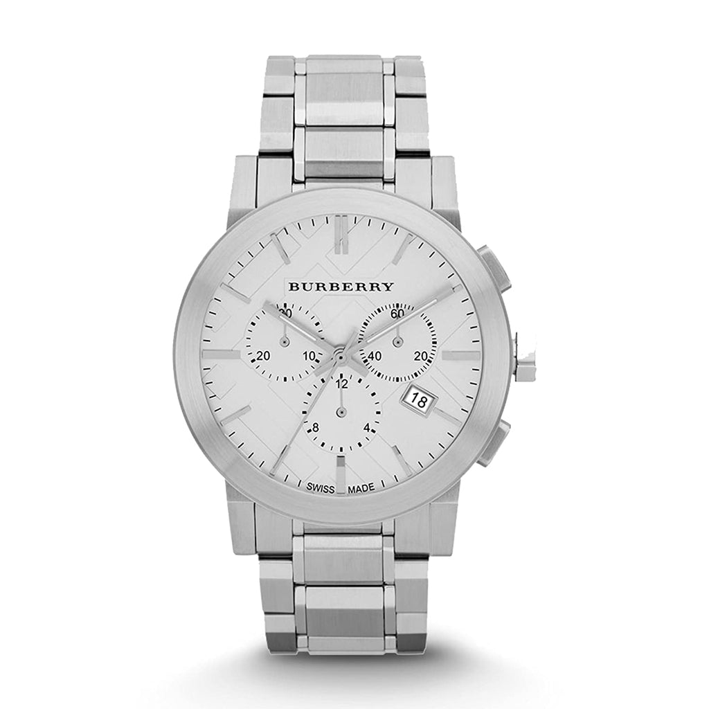 Burberry The City Chronograph Silver Dial Silver Steel Strap Watch for Men - BU9350 Buy Now By Burberry