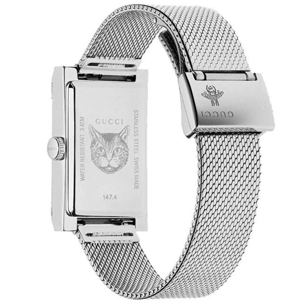 Gucci G Frame Red and Green Dial Silver Mesh Bracelet Watch For Women - YA147401 Buy Now By Gucci