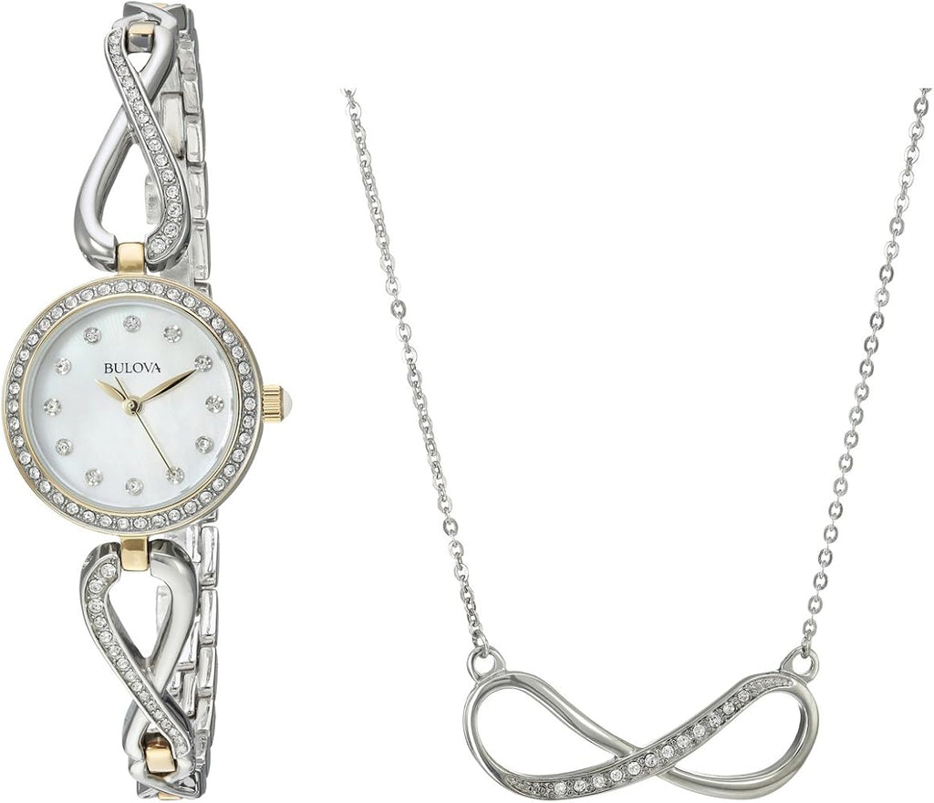 Bulova Analog Crystals Mother of Pearl Dial Silver Steel Strap Watch for Women - 98X109 Buy Now By Bulova