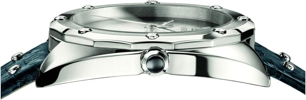 Versace Shadov Quartz Silver Dial Black Snake Leather Strap Watch for Women - VEBM00118 Buy Now By Versace