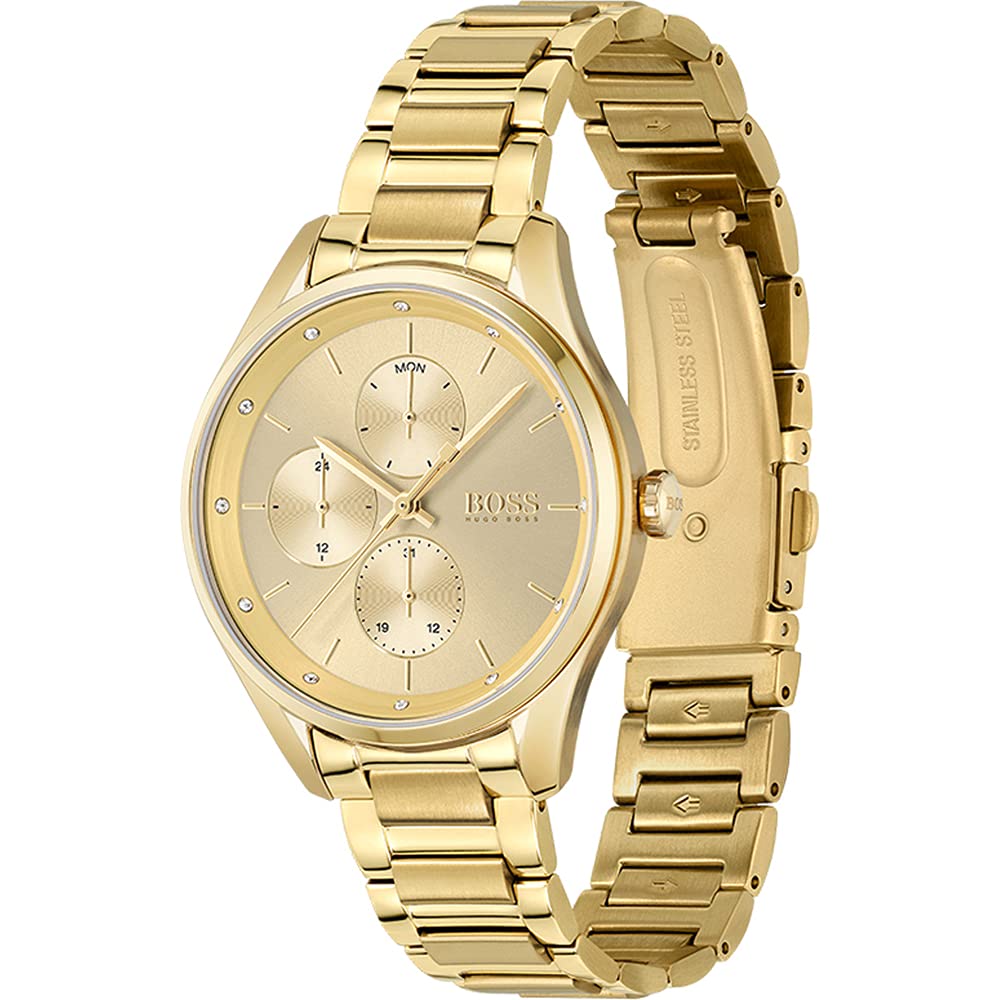 Hugo Boss Grand Course Gold Dial Gold Steel Strap Watch for Women - 1502584 Buy Now By Hugo Boss