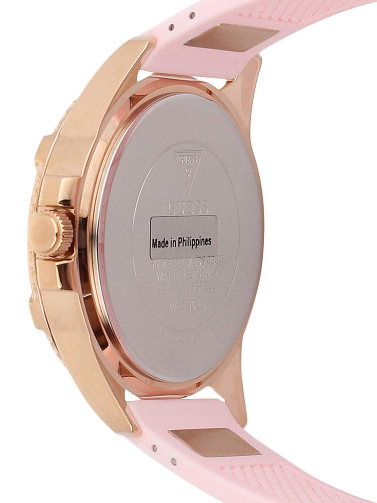 Guess Frontier Diamonds Rose Gold Dial Pink Rubber Strap Watch For Women - W1160L5 Buy Now By Guess