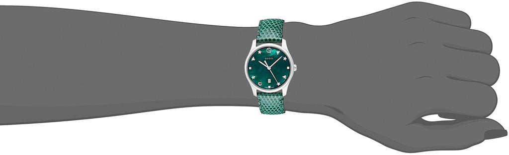 Gucci G-Timeless Green Mother of Pearl Dial Green Leather Strap Watch For Women - YA126585 Buy Now By Gucci