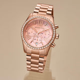 Michael Kors Lexington Chronograph Rose Gold Dial Rose Gold Steel Strap Watch for Women - MK7242 Buy Now By Michael Kors