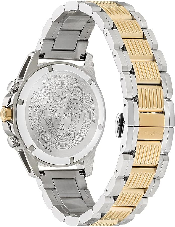 Versace Greca Action Chronograph Quartz Silver Dial Two Tone Steel Strap Watch for Men - VE3J00522 Buy Now By Versace
