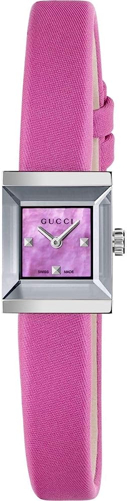 Gucci G-Frame Square Fuchsia Mother of Pearl Dial Fuchsia Leather Strap Watch For Women - YA128533 Buy Now By Gucci