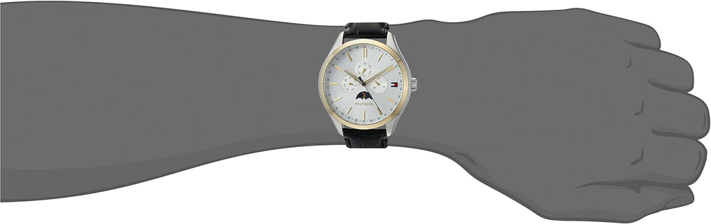 Tommy Hilfiger Oliver Analog Silver Dial Black Leather Strap Watch for Men - 1791305 Buy Now By Tommy Hilfiger