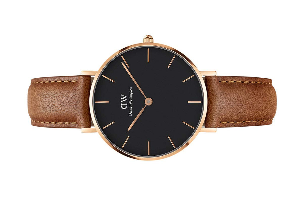 Daniel Wellington Classic Petite Durham Black Dial Brown Leather Strap Watch For Women - DW00100166 Buy Now By Daniel Wellington