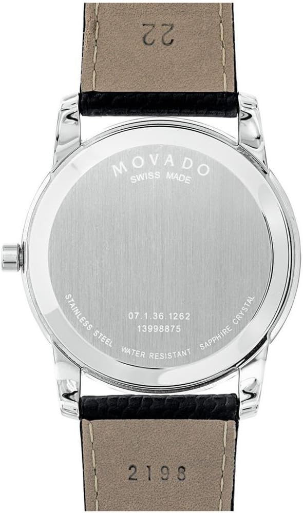 Movado Museum Blue Dial Black Leather Strap Watch For Men - 607013 Buy Now By Movado