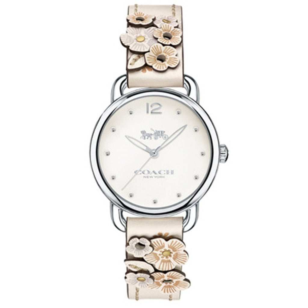 Coach Delancey White Dial Floral White Leather Strap Watch for Women - 14502760 Buy Now By Coach