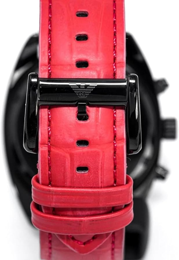 Emporio Armani Sportivo Chronograph Black Dial Red Leather Strap Watch For Men - AR5918 Buy Now By Emporio Armani