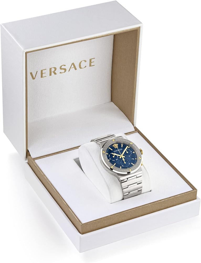 Versace Greca Quartz Blue Dial Silver Steel Strap Watch For Men - VEZ900221 Buy Now By Versace