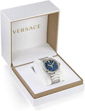Versace Greca Quartz Blue Dial Silver Steel Strap Watch For Men - VEZ900221 Buy Now By Versace