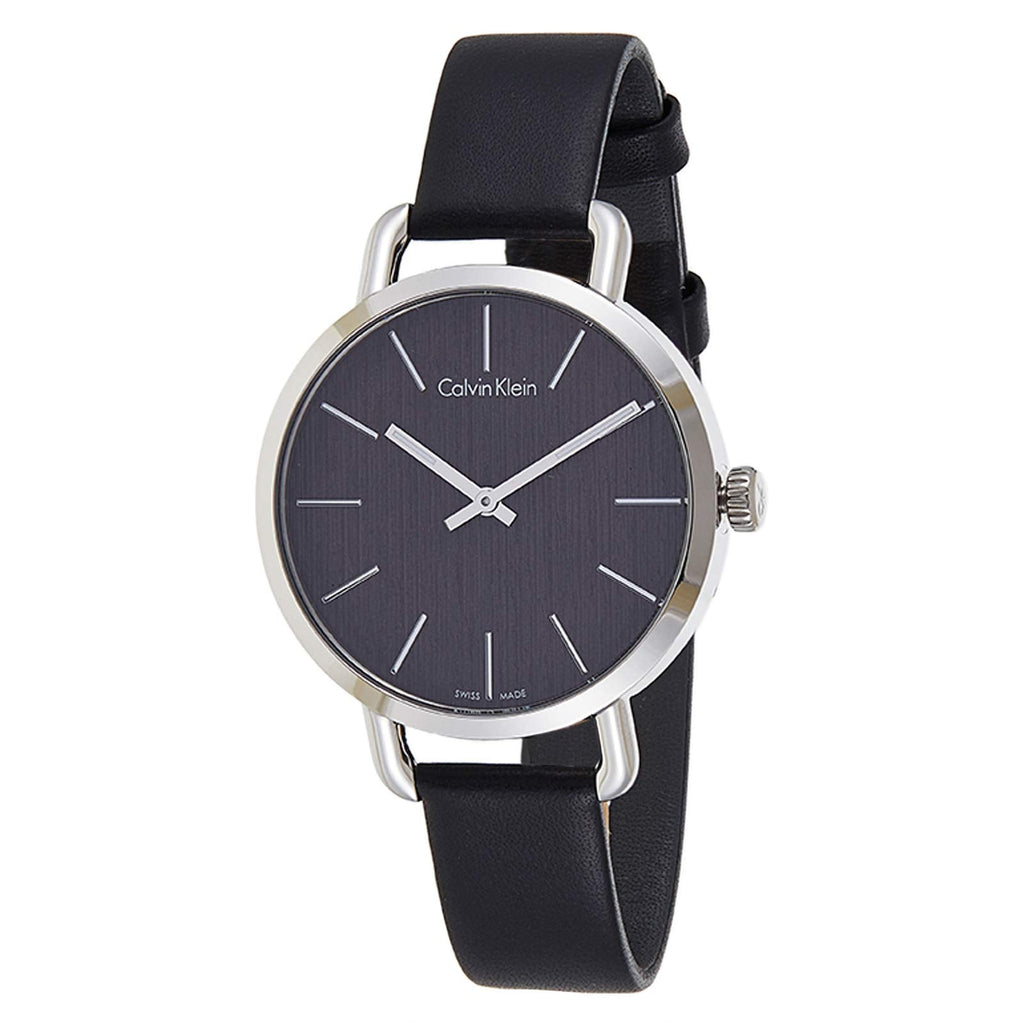 Calvin Klein Even Black Dial Black Leather Strap Watch for Women - K7B231C1 Buy Now By Calvin Klein