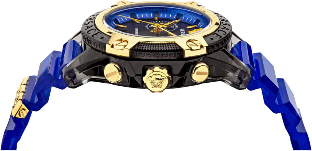 Versace Icon Active Chronograph Black Dial Blue Rubber Strap Watch For Men VEZ700521 Buy Now By Versace